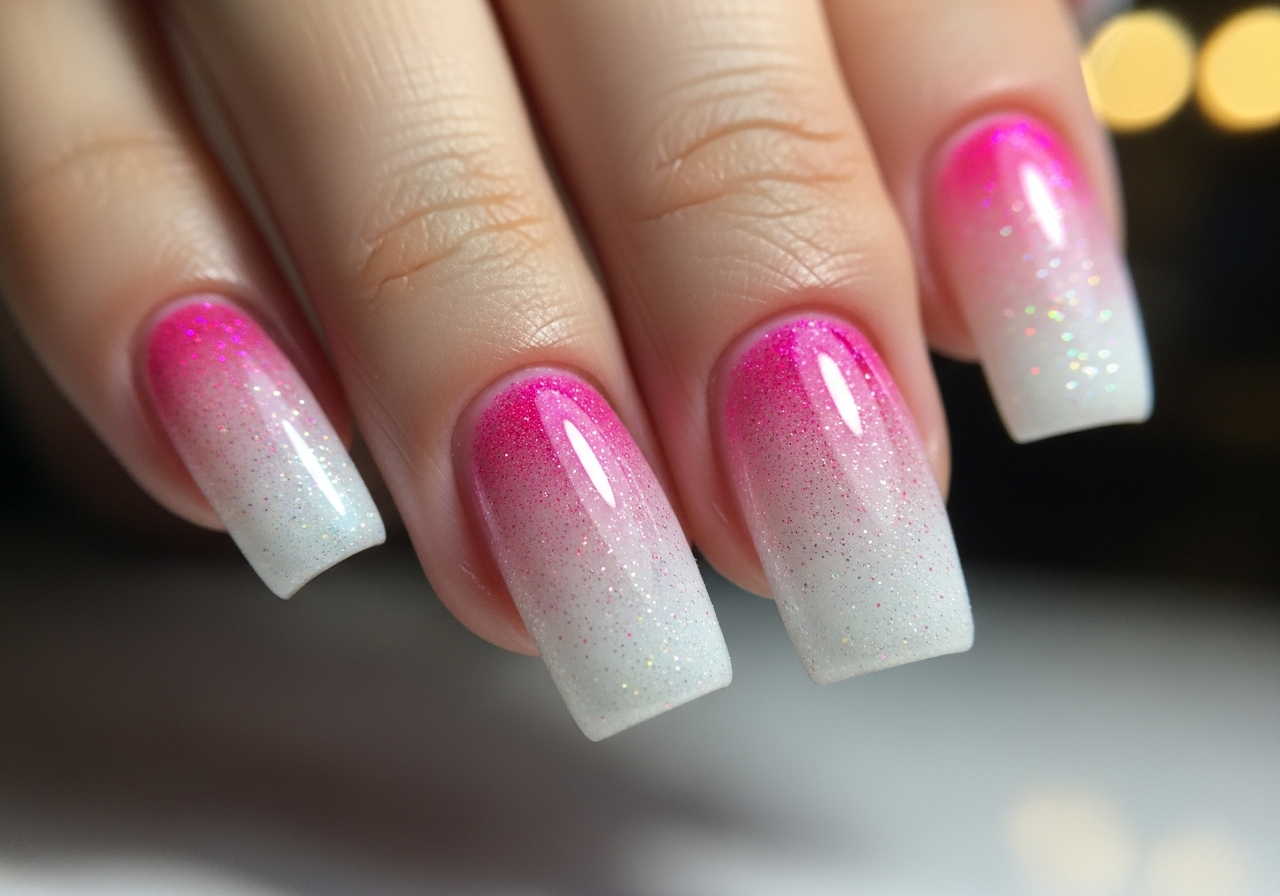 Nail art design — glittery ombre nails
