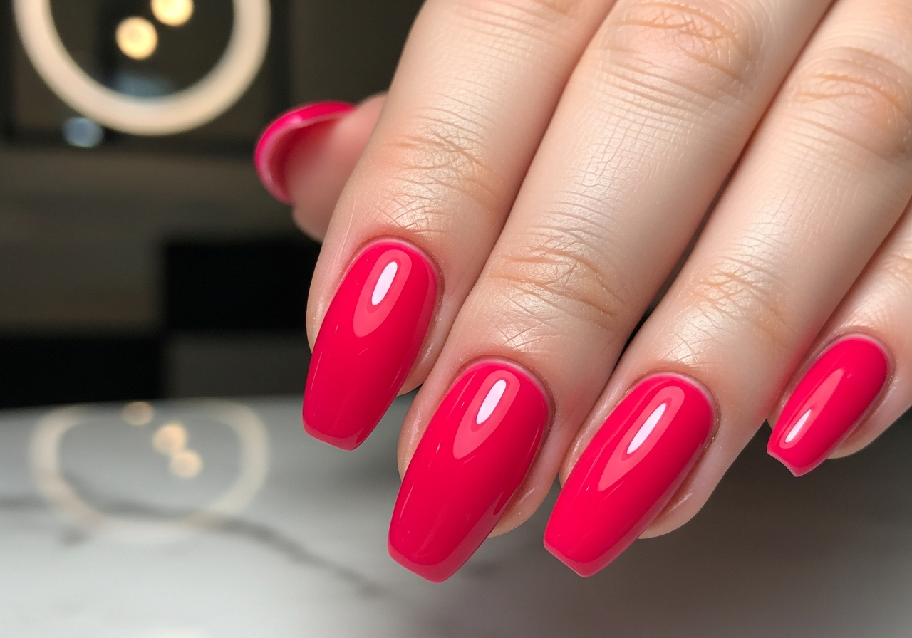 Nail art design — bold hot pink nails